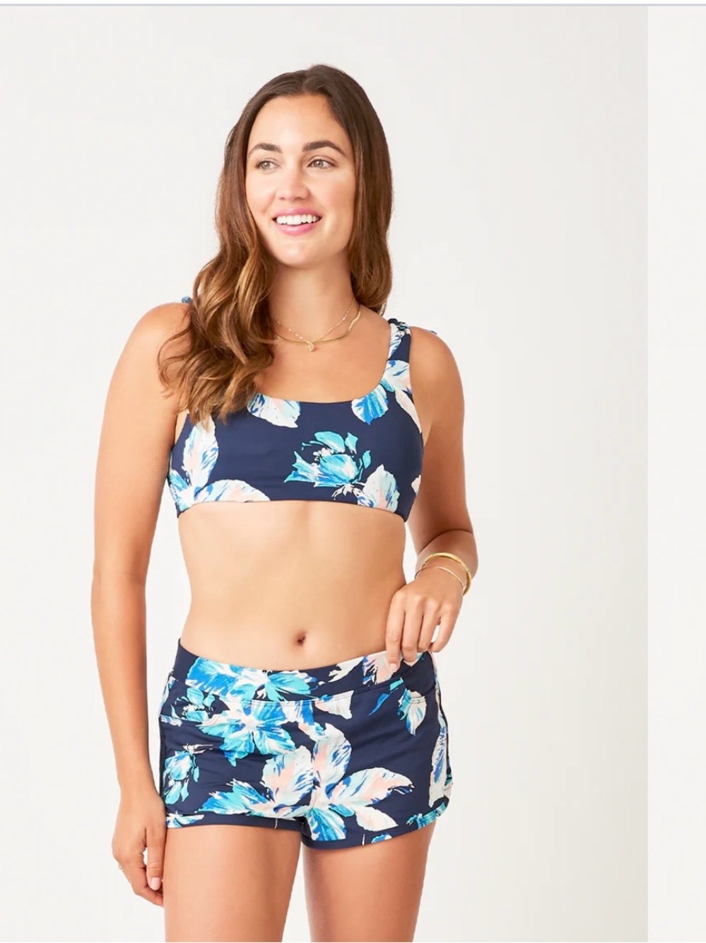 Carve Designs Navy Lorenzo Shorts in StargazerTeal & Peach Floral Print
